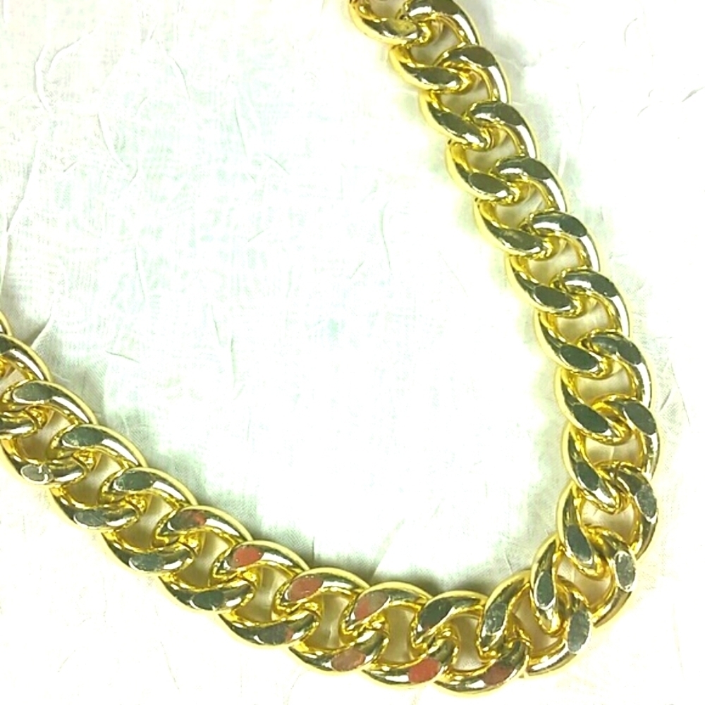 24" Gold Plated 20 mm Curb Chain Necklace Unisex Bold Luxury Statement Jewelry - Picture 4 of 4